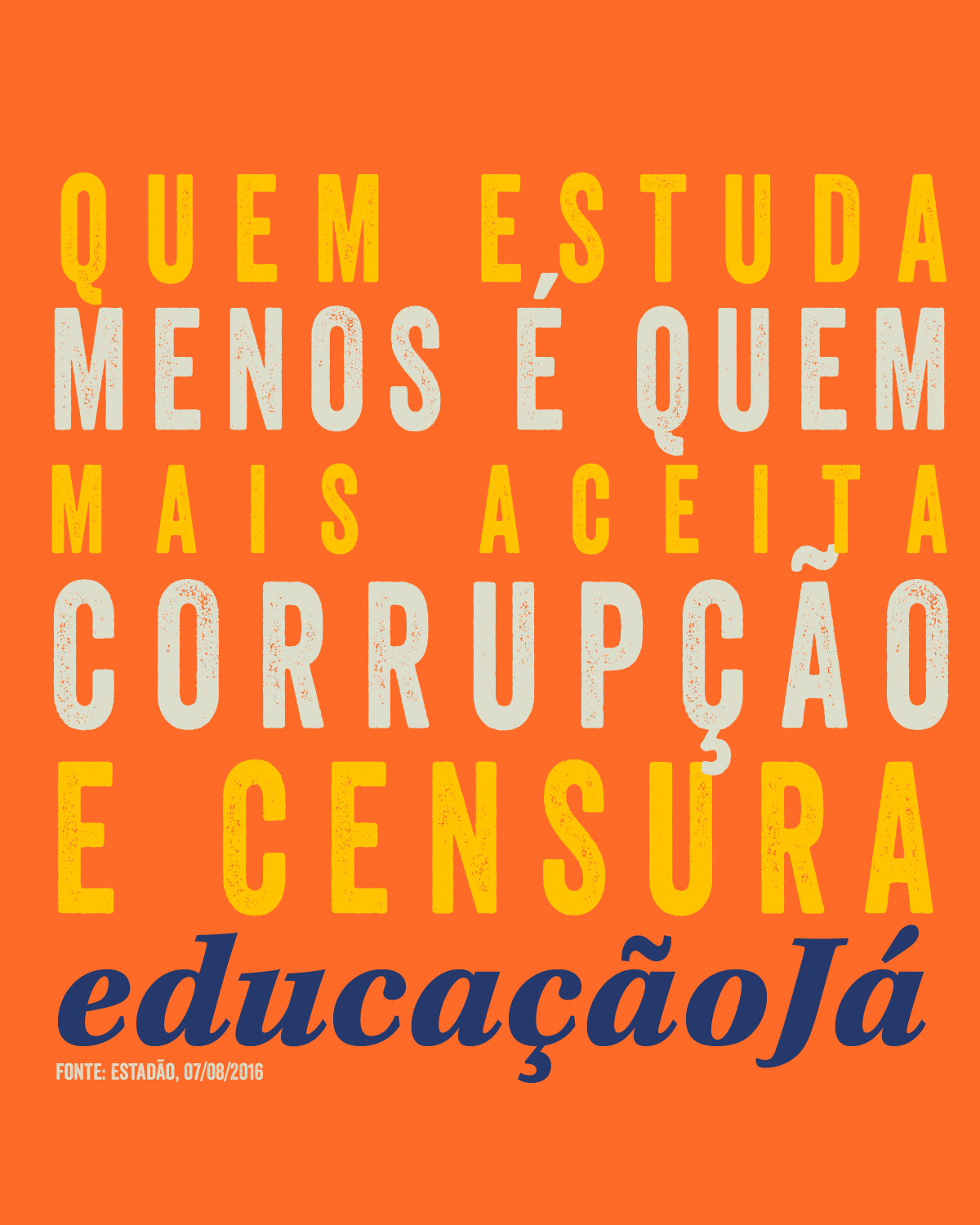 Quem estuda menos é quem mais aceita corrupção e censura